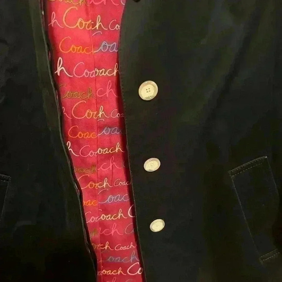 Coach Women's Black Button Down Trench Coat  Fall Cotton Classic Size XS - Picture 4 of 7